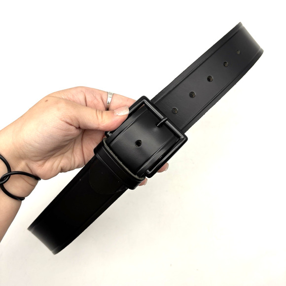 NEW Perfect Fit Black Genuine Leather Black Buckle Men's Belt 34 Made in USA - Picture 7 of 15